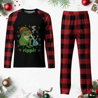 Rippit Frog Plaid Pajama Set Funny 420 Stoner Weed Humor - Wonder Print Shop