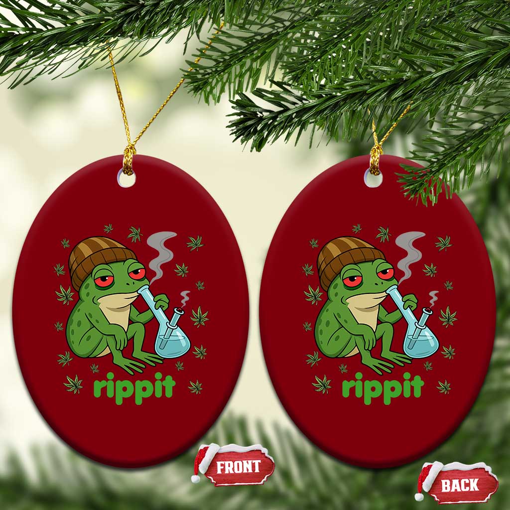 Rippit Frog Ceramic Ornament Funny 420 Stoner Weed Humor - Wonder Print Shop