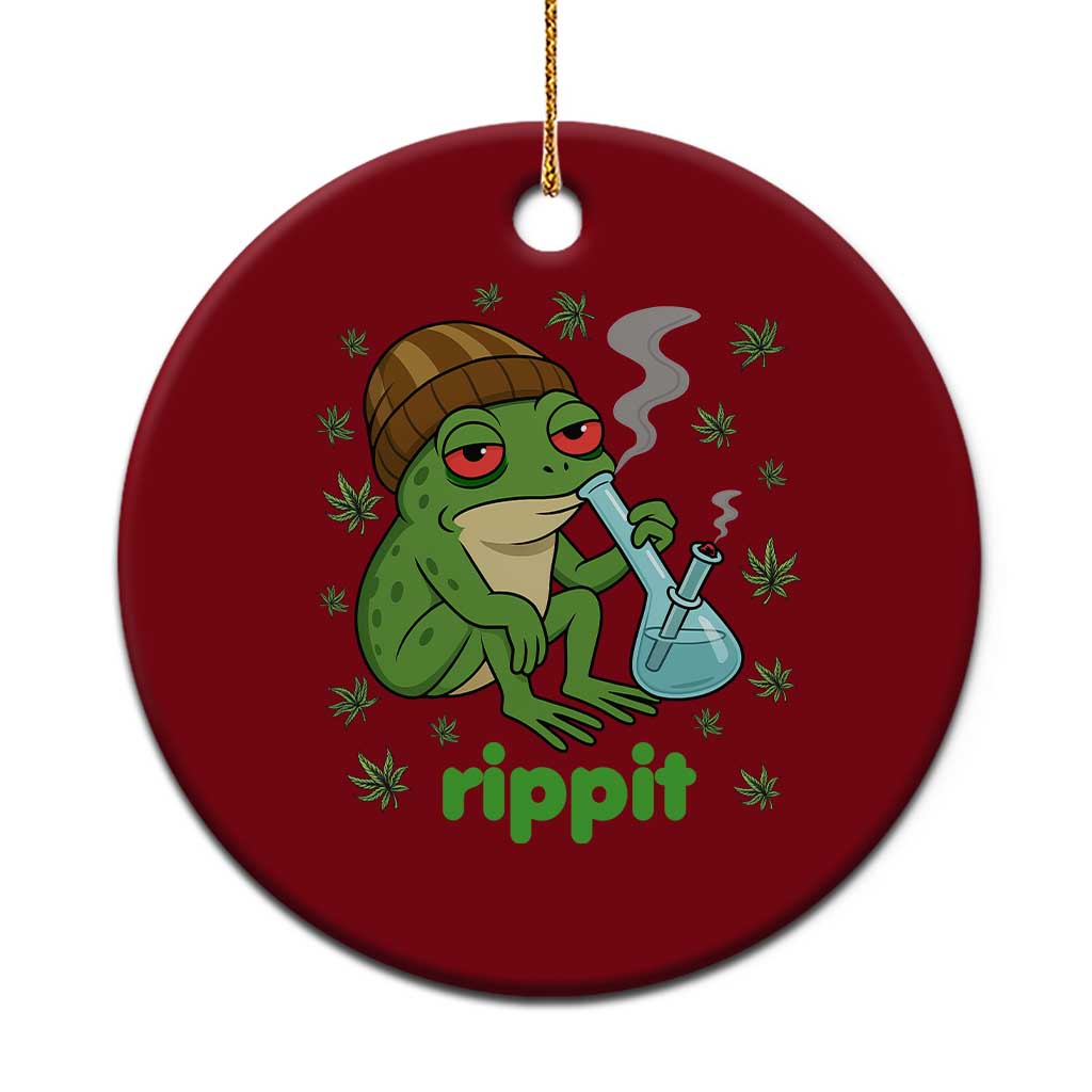 Rippit Frog Ceramic Ornament Funny 420 Stoner Weed Humor - Wonder Print Shop