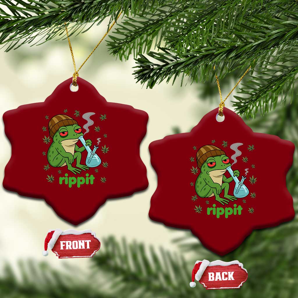 Rippit Frog Ceramic Ornament Funny 420 Stoner Weed Humor - Wonder Print Shop