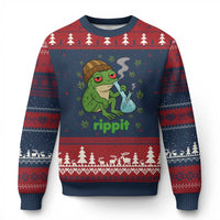 Rippit Frog Ugly Christmas Sweater Funny 420 Stoner Weed Humor - Wonder Print Shop