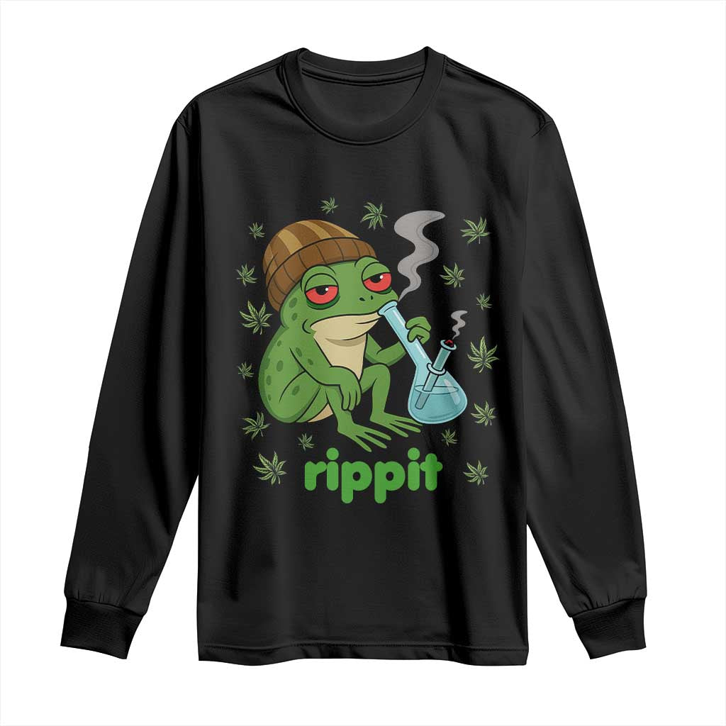 Rippit Frog Long Sleeve Shirt Funny 420 Stoner Weed Humor - Wonder Print Shop