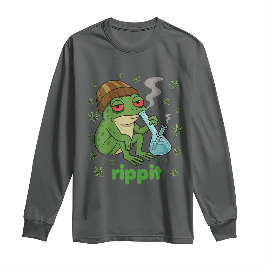 Rippit Frog Long Sleeve Shirt Funny 420 Stoner Weed Humor - Wonder Print Shop