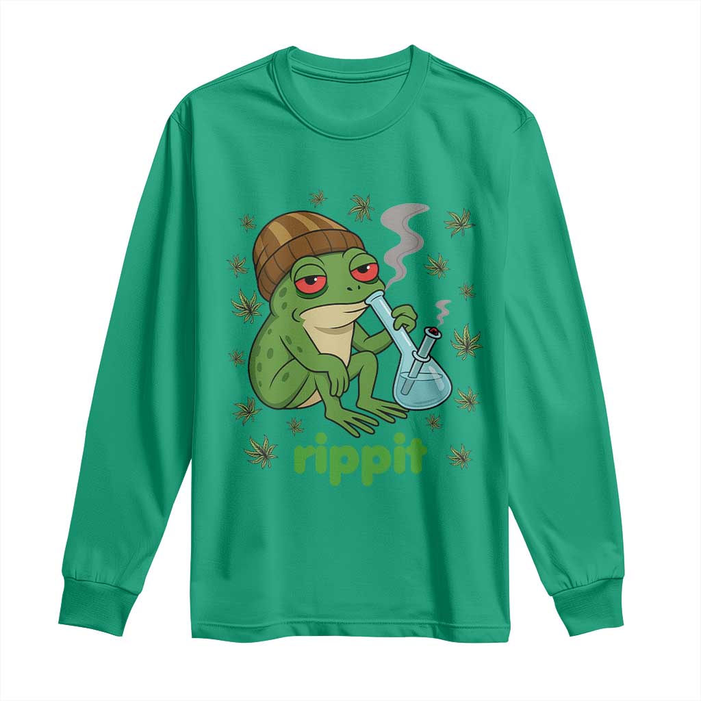 Rippit Frog Long Sleeve Shirt Funny 420 Stoner Weed Humor - Wonder Print Shop