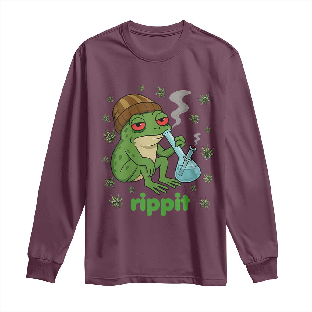 Rippit Frog Long Sleeve Shirt Funny 420 Stoner Weed Humor - Wonder Print Shop