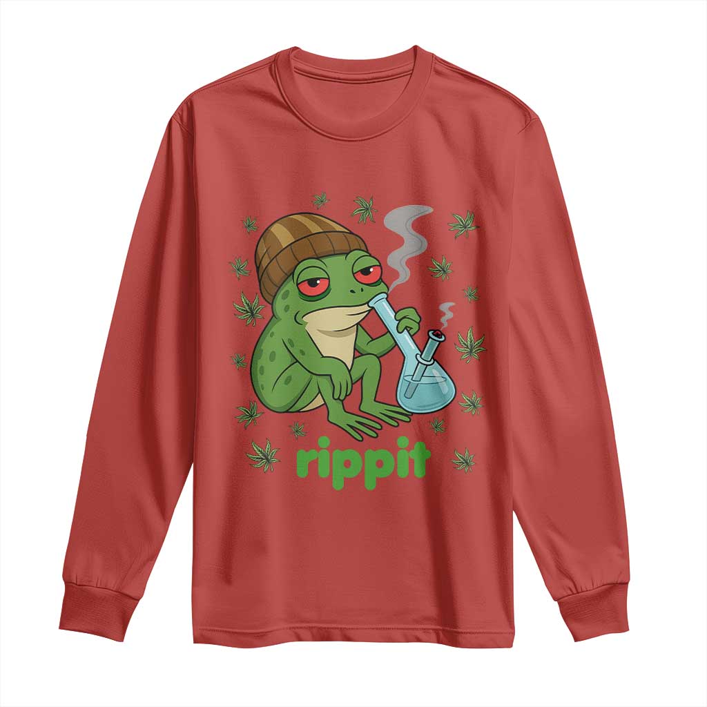Rippit Frog Long Sleeve Shirt Funny 420 Stoner Weed Humor - Wonder Print Shop