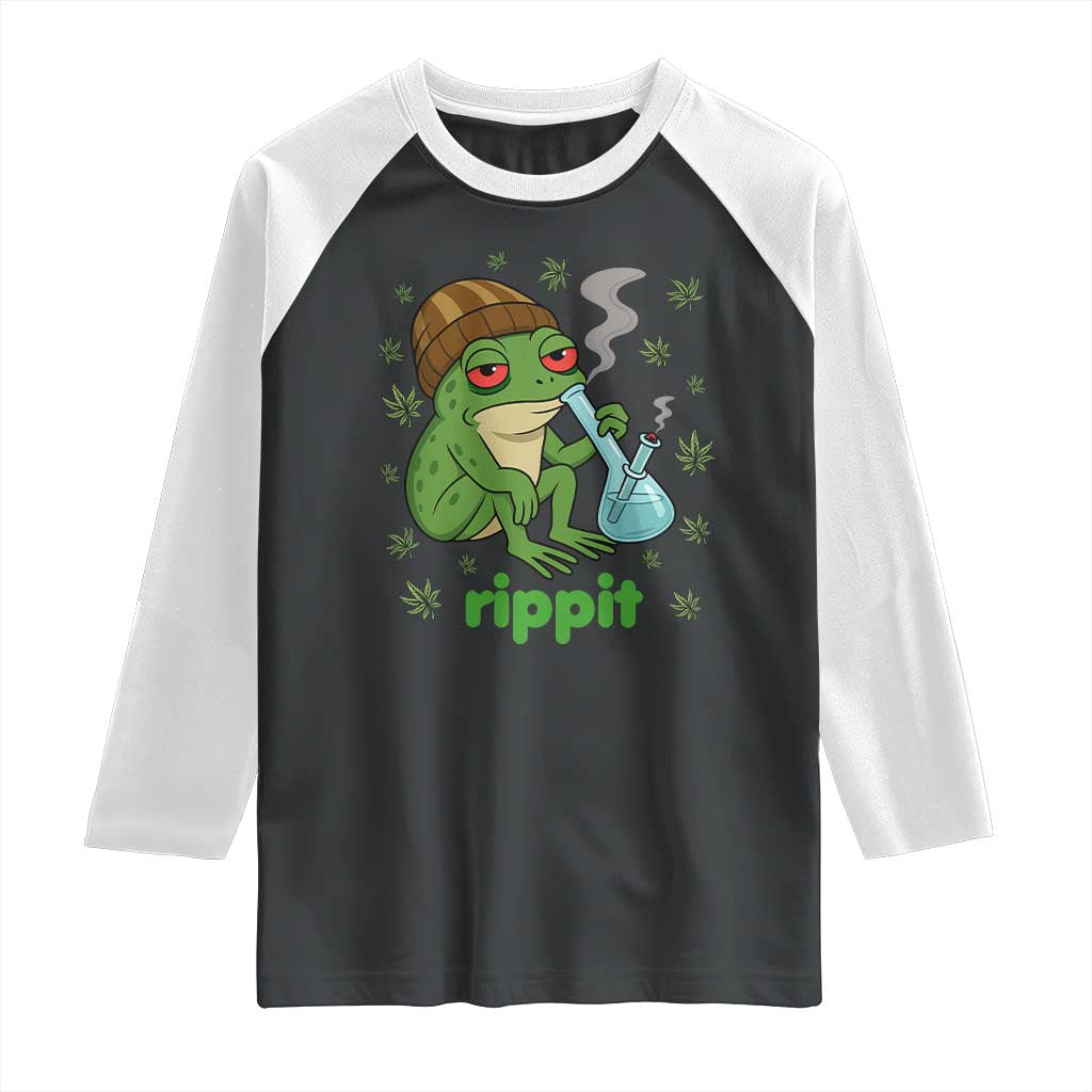 Rippit Frog Raglan Shirt Funny 420 Stoner Weed Humor - Wonder Print Shop