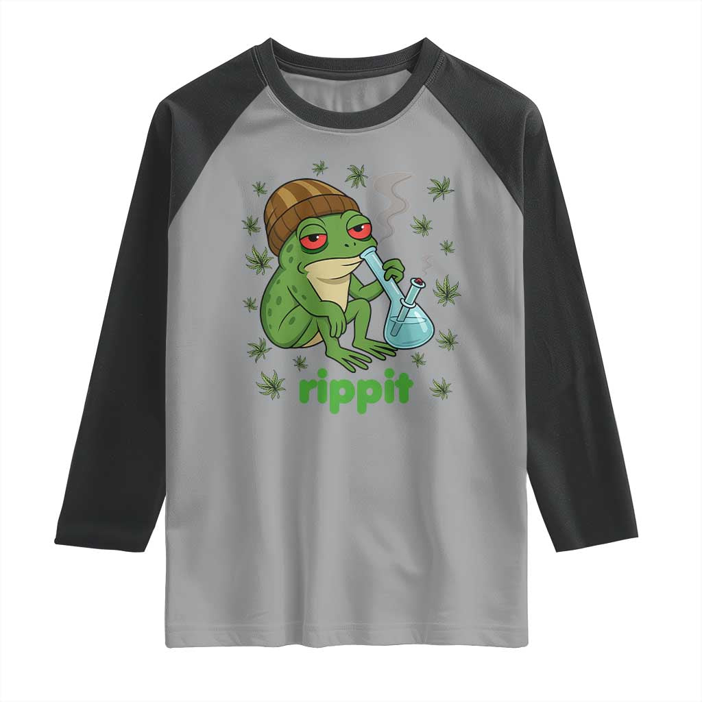 Rippit Frog Raglan Shirt Funny 420 Stoner Weed Humor - Wonder Print Shop