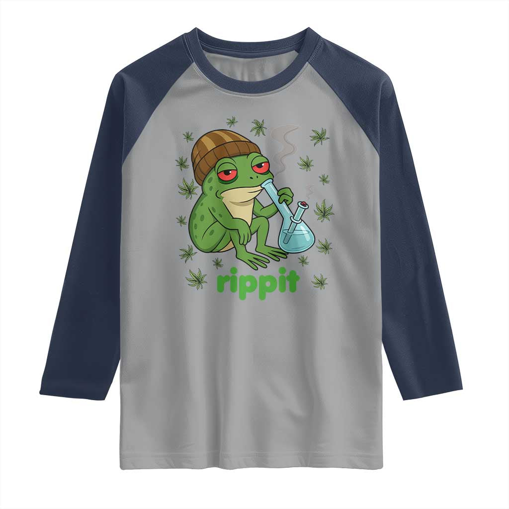 Rippit Frog Raglan Shirt Funny 420 Stoner Weed Humor - Wonder Print Shop