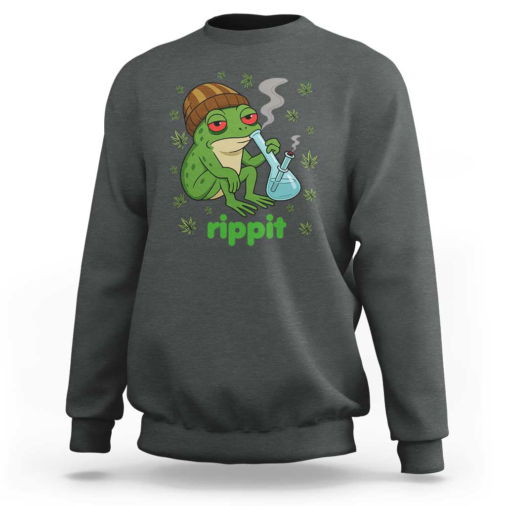 Rippit Frog Sweatshirt Funny 420 Stoner Weed Humor - Wonder Print Shop