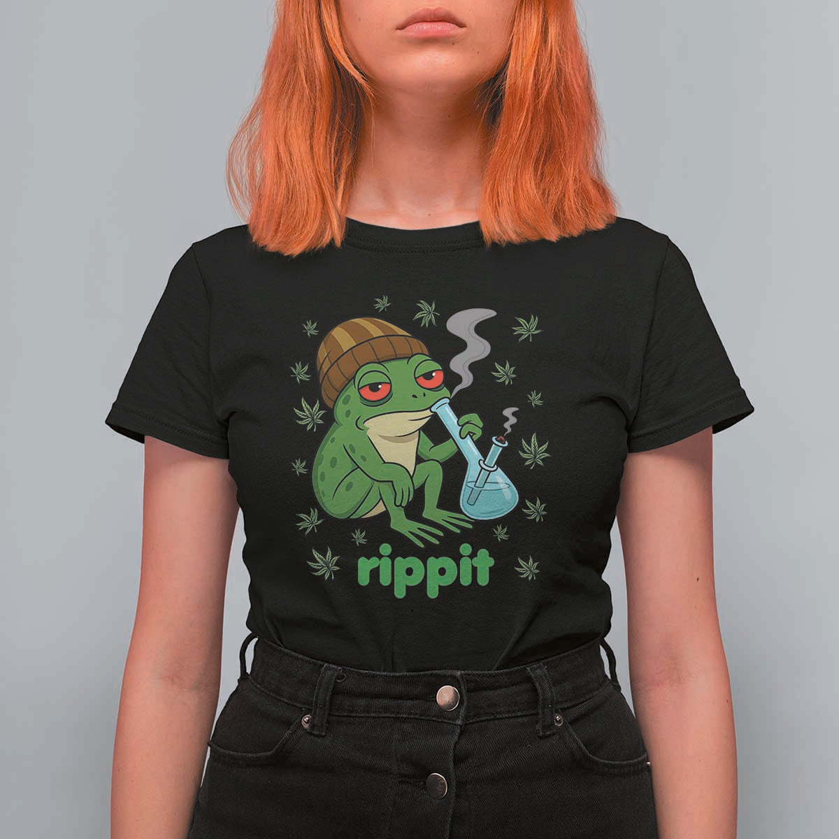 Rippit Frog T Shirt For Women Funny 420 Stoner Weed Humor - Wonder Print Shop