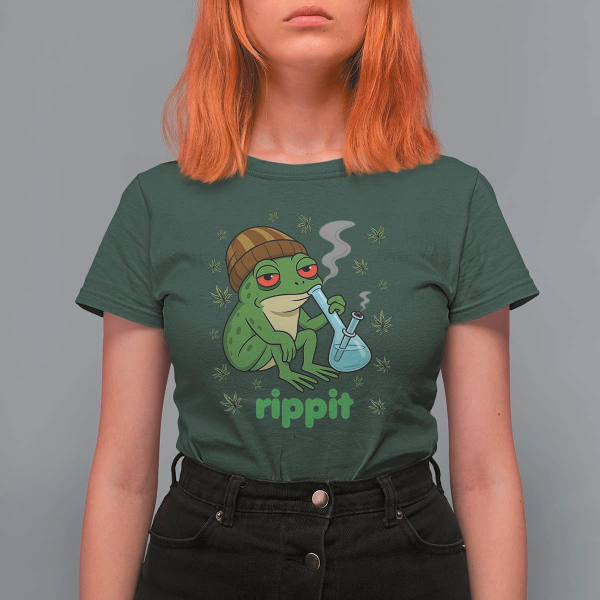 Rippit Frog T Shirt For Women Funny 420 Stoner Weed Humor - Wonder Print Shop