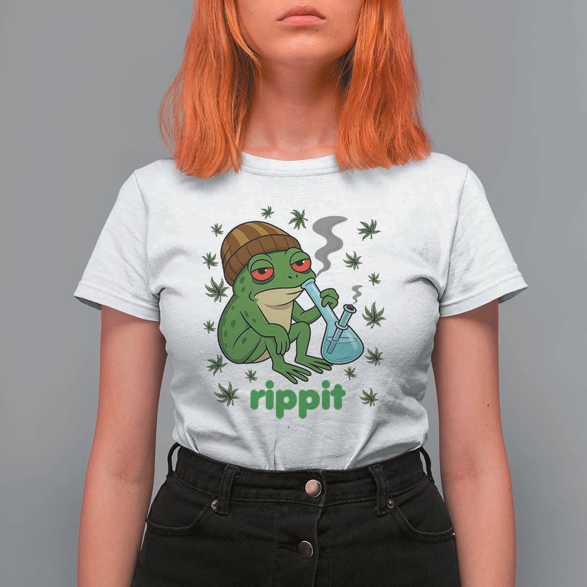 Rippit Frog T Shirt For Women Funny 420 Stoner Weed Humor - Wonder Print Shop