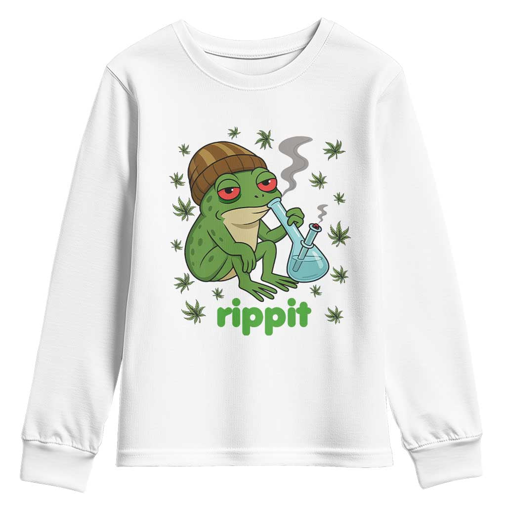 Rippit Frog Youth Sweatshirt Funny 420 Stoner Weed Humor - Wonder Print Shop