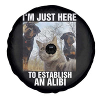 Funny Cat Dog Selfie Spare Tire Cover I Am Just Here To Establish An Alibi - Wonder Print Shop