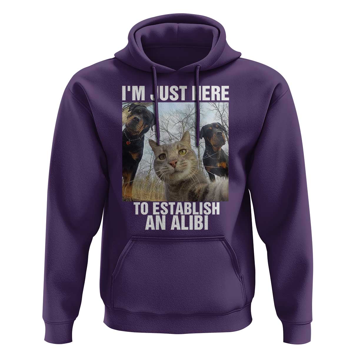 Funny Cat Dog Selfie Hoodie I Am Just Here To Establish An Alibi - Wonder Print Shop
