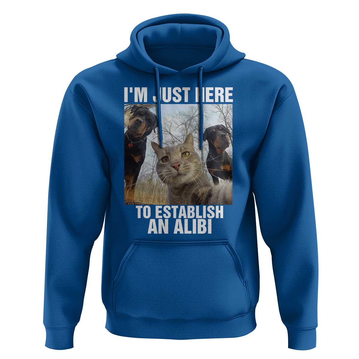 Funny Cat Dog Selfie Hoodie I Am Just Here To Establish An Alibi - Wonder Print Shop