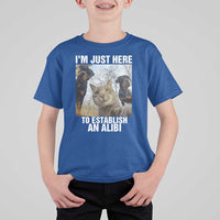 Funny Cat Dog Selfie T Shirt For Kid I Am Just Here To Establish An Alibi - Wonder Print Shop