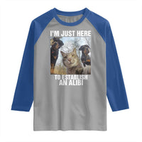 Funny Cat Dog Selfie Raglan Shirt I Am Just Here To Establish An Alibi - Wonder Print Shop