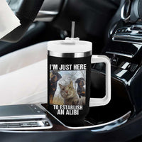 Funny Cat Dog Selfie Tumbler With Handle I Am Just Here To Establish An Alibi