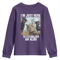 Funny Cat Dog Selfie Youth Sweatshirt I Am Just Here To Establish An Alibi - Wonder Print Shop