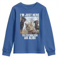 Funny Cat Dog Selfie Youth Sweatshirt I Am Just Here To Establish An Alibi - Wonder Print Shop