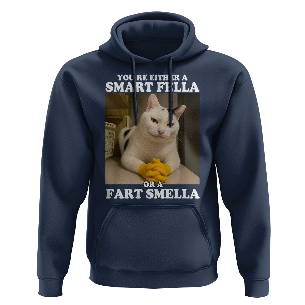 Funny Cat Meme Hoodie You Are Either A Smart Fella Or A Fart Smella - Wonder Print Shop