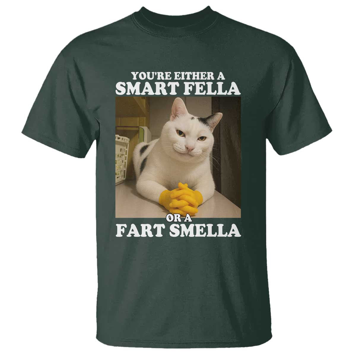 Funny Cat Meme T Shirt You Are Either A Smart Fella Or A Fart Smella - Wonder Print Shop