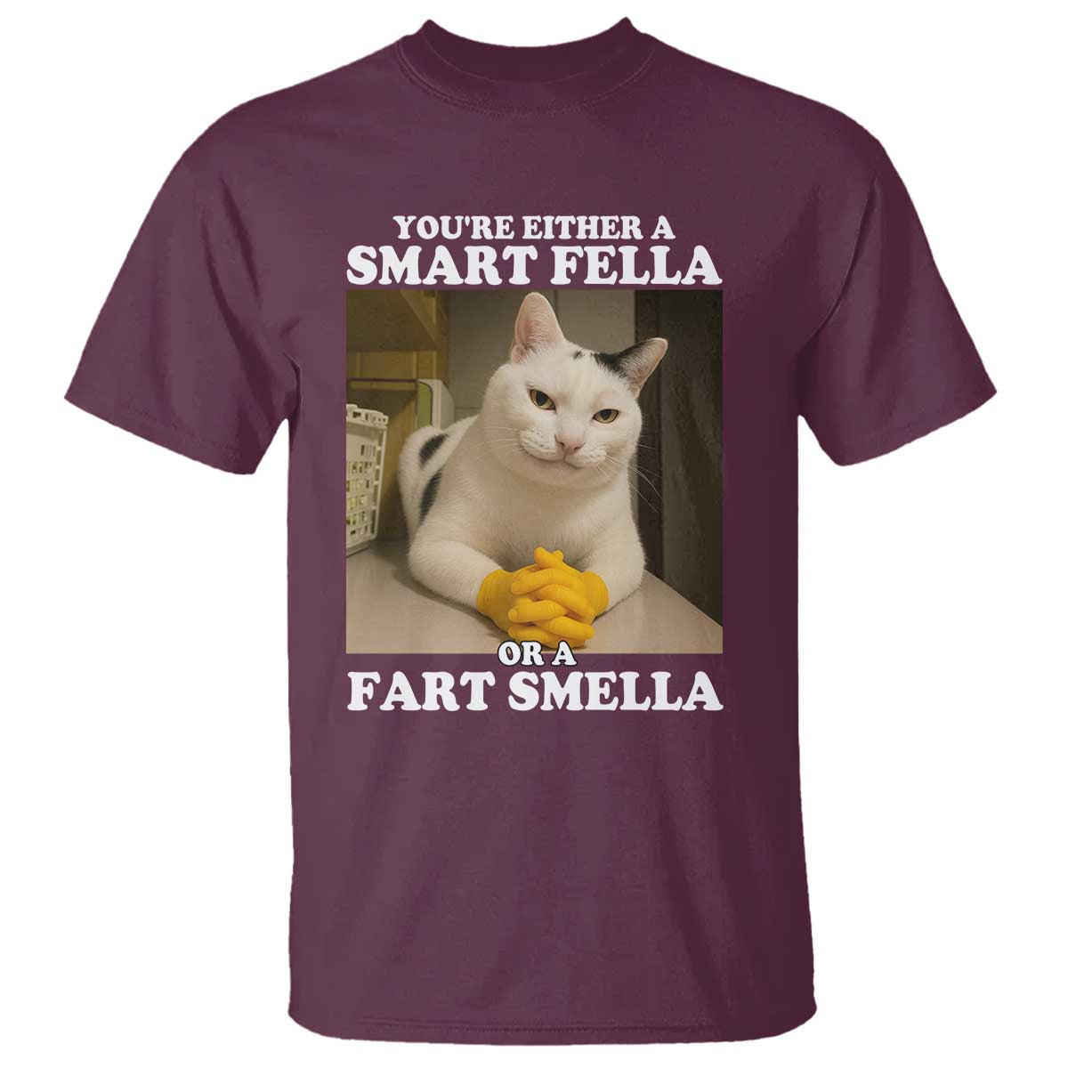 Funny Cat Meme T Shirt You Are Either A Smart Fella Or A Fart Smella - Wonder Print Shop
