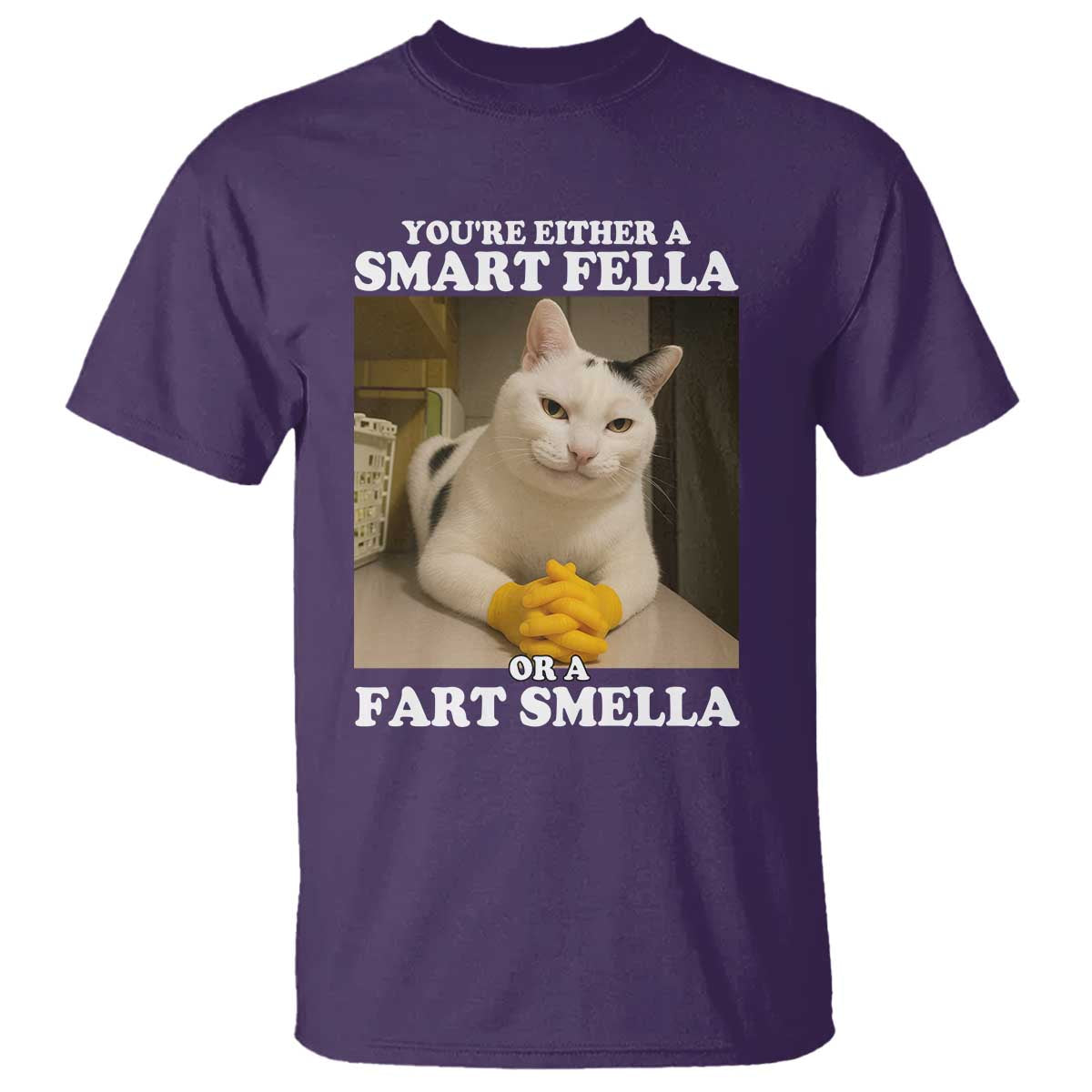 Funny Cat Meme T Shirt You Are Either A Smart Fella Or A Fart Smella - Wonder Print Shop