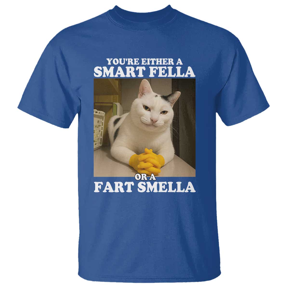 Funny Cat Meme T Shirt You Are Either A Smart Fella Or A Fart Smella - Wonder Print Shop