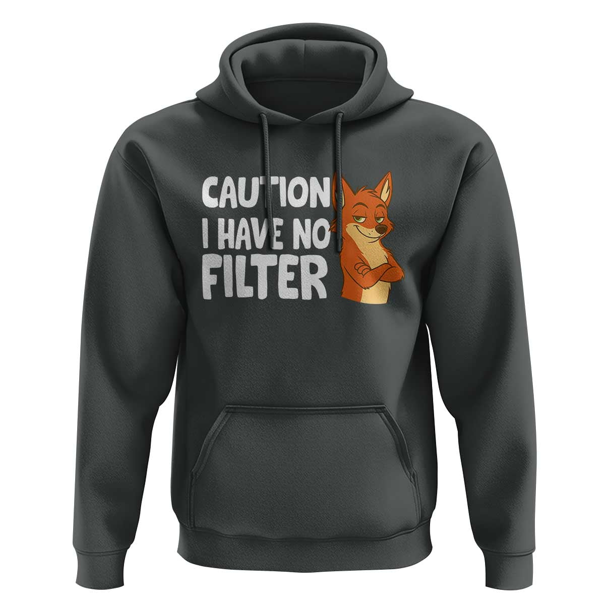 Funny Fox Sarcastic Hoodie Caution I Have No Filter - Wonder Print Shop