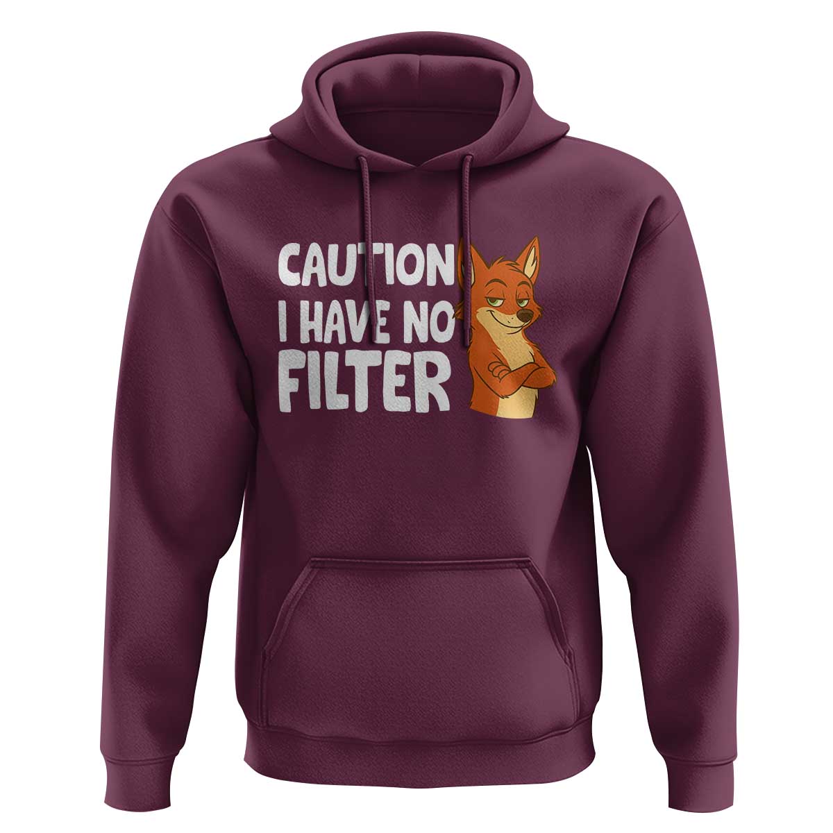 Funny Fox Sarcastic Hoodie Caution I Have No Filter - Wonder Print Shop