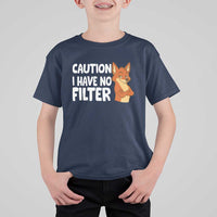 Funny Fox Sarcastic T Shirt For Kid Caution I Have No Filter - Wonder Print Shop