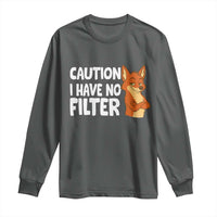 Funny Fox Sarcastic Long Sleeve Shirt Caution I Have No Filter - Wonder Print Shop