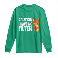 Funny Fox Sarcastic Long Sleeve Shirt Caution I Have No Filter - Wonder Print Shop