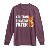 Funny Fox Sarcastic Long Sleeve Shirt Caution I Have No Filter - Wonder Print Shop