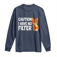Funny Fox Sarcastic Long Sleeve Shirt Caution I Have No Filter - Wonder Print Shop