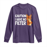 Funny Fox Sarcastic Long Sleeve Shirt Caution I Have No Filter - Wonder Print Shop