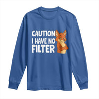 Funny Fox Sarcastic Long Sleeve Shirt Caution I Have No Filter - Wonder Print Shop