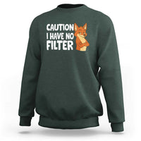 Funny Fox Sarcastic Sweatshirt Caution I Have No Filter - Wonder Print Shop