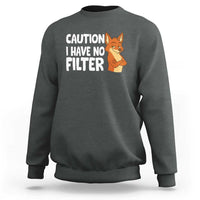Funny Fox Sarcastic Sweatshirt Caution I Have No Filter - Wonder Print Shop