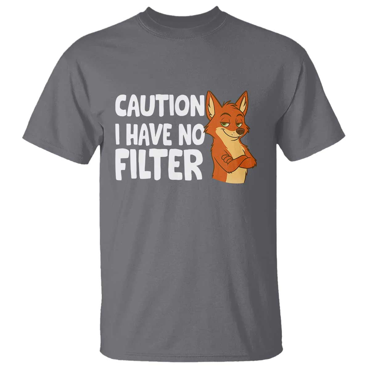 Funny Fox Sarcastic T Shirt Caution I Have No Filter - Wonder Print Shop