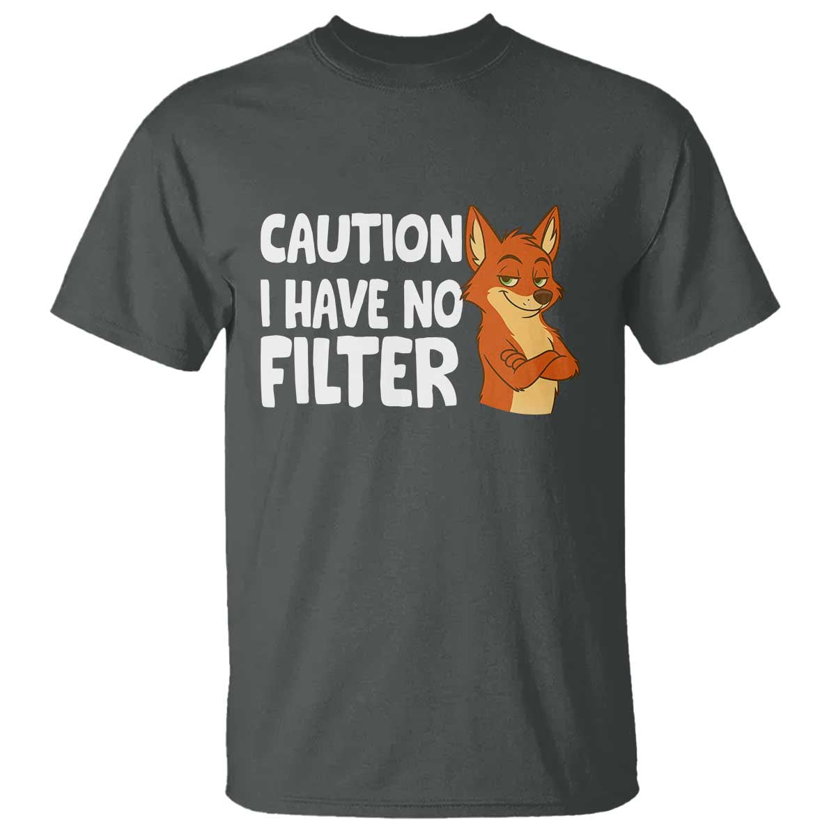 Funny Fox Sarcastic T Shirt Caution I Have No Filter - Wonder Print Shop