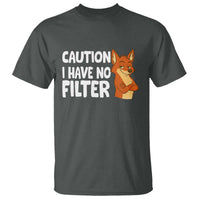 Funny Fox Sarcastic T Shirt Caution I Have No Filter - Wonder Print Shop