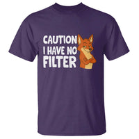 Funny Fox Sarcastic T Shirt Caution I Have No Filter - Wonder Print Shop
