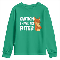 Funny Fox Sarcastic Youth Sweatshirt Caution I Have No Filter - Wonder Print Shop