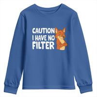 Funny Fox Sarcastic Youth Sweatshirt Caution I Have No Filter - Wonder Print Shop