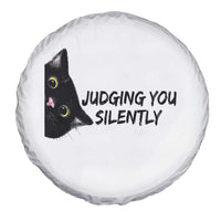 Judging You Silently Black Cat Spare Tire Cover Funny Sarcastic Kitten Pet Lovers - Wonder Print Shop