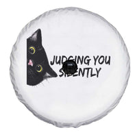 Judging You Silently Black Cat Spare Tire Cover Funny Sarcastic Kitten Pet Lovers - Wonder Print Shop